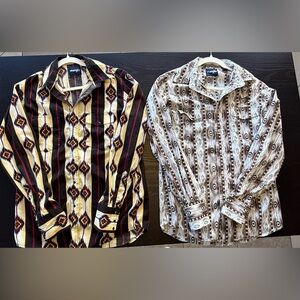 2 Wrangler Checotah L/S Western Shirts - Size M